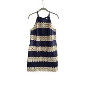 ￼ Lilly ￼Pulitzer, Annabelle, blue white and gold shift dress size 4